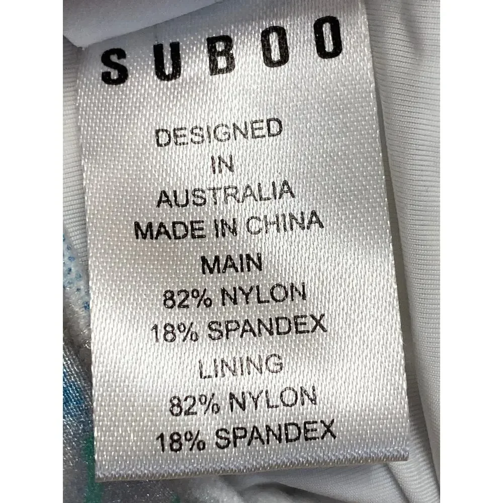 NEW Suboo Blue Marble Print Two Piece Crossback Bikini Swimsuit Swimwear Size OS